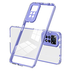 Coque Rebord Contour Silicone et Vitre Transparente Miroir Housse Etui H01P pour Xiaomi Redmi Note 11 4G (2022) Violet