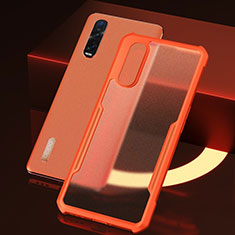 Coque Rebord Contour Silicone et Vitre Transparente Miroir Housse Etui H04 pour Oppo Find X2 Pro Orange