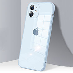Coque Rebord Contour Silicone et Vitre Transparente Miroir Housse Etui H06 pour Apple iPhone 12 Bleu Clair