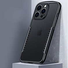 Coque Rebord Contour Silicone et Vitre Transparente Miroir Housse Etui M01 pour Apple iPhone 13 Pro Noir