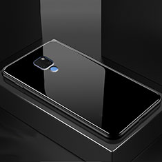 Coque Rebord Contour Silicone et Vitre Transparente Miroir Housse Etui M01 pour Huawei Mate 20 Noir