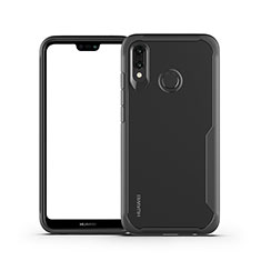 Coque Rebord Contour Silicone et Vitre Transparente Miroir Housse Etui M01 pour Huawei Nova 3e Noir