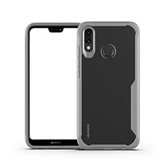 Coque Rebord Contour Silicone et Vitre Transparente Miroir Housse Etui M01 pour Huawei P20 Lite Gris