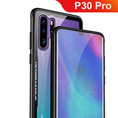 Coque Rebord Contour Silicone et Vitre Transparente Miroir Housse Etui M01 pour Huawei P30 Pro Noir