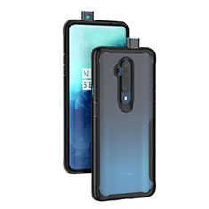 Coque Rebord Contour Silicone et Vitre Transparente Miroir Housse Etui M01 pour OnePlus 7T Pro 5G Noir