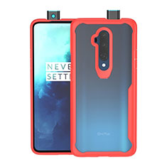 Coque Rebord Contour Silicone et Vitre Transparente Miroir Housse Etui M01 pour OnePlus 7T Pro Rouge