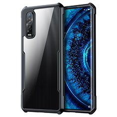 Coque Rebord Contour Silicone et Vitre Transparente Miroir Housse Etui M01 pour Oppo Find X2 Pro Noir