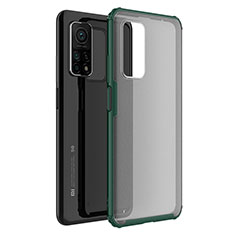 Coque Rebord Contour Silicone et Vitre Transparente Miroir Housse Etui M01 pour Xiaomi Mi 10T 5G Vert