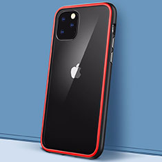 Coque Rebord Contour Silicone et Vitre Transparente Miroir Housse Etui M02 pour Apple iPhone 11 Pro Max Rouge