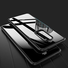 Coque Rebord Contour Silicone et Vitre Transparente Miroir Housse Etui M02 pour Huawei Mate 20 Noir