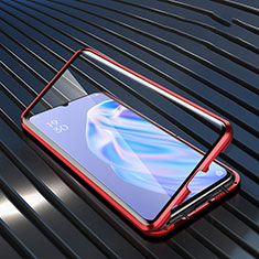 Coque Rebord Contour Silicone et Vitre Transparente Miroir Housse Etui M02 pour Oppo A91 Rouge