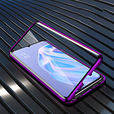 Coque Rebord Contour Silicone et Vitre Transparente Miroir Housse Etui M02 pour Oppo A91 Violet