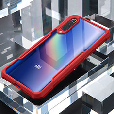 Coque Rebord Contour Silicone et Vitre Transparente Miroir Housse Etui M02 pour Xiaomi Mi 9 Lite Rouge