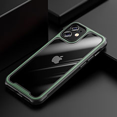 Coque Rebord Contour Silicone et Vitre Transparente Miroir Housse Etui M03 pour Apple iPhone 12 Mini Vert