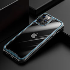 Coque Rebord Contour Silicone et Vitre Transparente Miroir Housse Etui M03 pour Apple iPhone 12 Pro Max Bleu