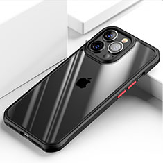 Coque Rebord Contour Silicone et Vitre Transparente Miroir Housse Etui M03 pour Apple iPhone 13 Pro Max Noir