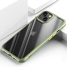 Coque Rebord Contour Silicone et Vitre Transparente Miroir Housse Etui M03 pour Apple iPhone 13 Vert