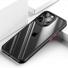 Coque Rebord Contour Silicone et Vitre Transparente Miroir Housse Etui M03 pour Apple iPhone 15 Pro Max Noir