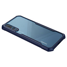 Coque Rebord Contour Silicone et Vitre Transparente Miroir Housse Etui M03 pour Huawei P20 Pro Bleu