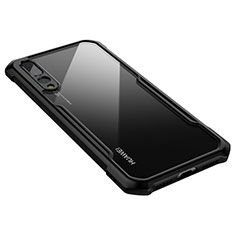 Coque Rebord Contour Silicone et Vitre Transparente Miroir Housse Etui M03 pour Huawei P20 Pro Noir