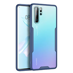 Coque Rebord Contour Silicone et Vitre Transparente Miroir Housse Etui M03 pour Huawei P30 Pro Bleu