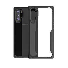 Coque Rebord Contour Silicone et Vitre Transparente Miroir Housse Etui M03 pour Samsung Galaxy Note 10 Plus 5G Noir