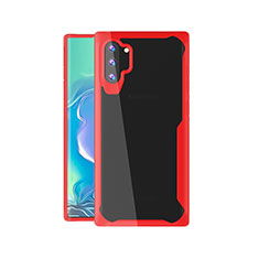 Coque Rebord Contour Silicone et Vitre Transparente Miroir Housse Etui M03 pour Samsung Galaxy Note 10 Plus Rouge