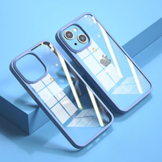 Coque Rebord Contour Silicone et Vitre Transparente Miroir Housse Etui M04 pour Apple iPhone 13 Bleu