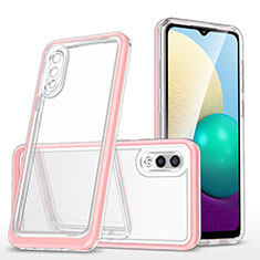 Coque Rebord Contour Silicone et Vitre Transparente Miroir Housse Etui MQ1 pour Samsung Galaxy A02 Or Rose