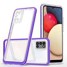 Coque Rebord Contour Silicone et Vitre Transparente Miroir Housse Etui MQ1 pour Samsung Galaxy A02s Violet