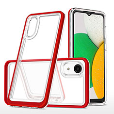 Coque Rebord Contour Silicone et Vitre Transparente Miroir Housse Etui MQ1 pour Samsung Galaxy A03 Core Rouge