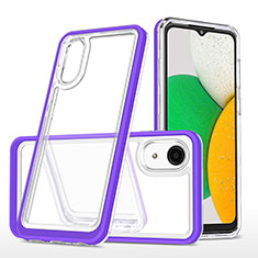 Coque Rebord Contour Silicone et Vitre Transparente Miroir Housse Etui MQ1 pour Samsung Galaxy A03 Core Violet