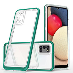 Coque Rebord Contour Silicone et Vitre Transparente Miroir Housse Etui MQ1 pour Samsung Galaxy A03s Vert