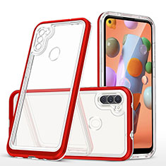 Coque Rebord Contour Silicone et Vitre Transparente Miroir Housse Etui MQ1 pour Samsung Galaxy A11 Rouge