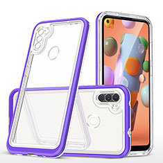 Coque Rebord Contour Silicone et Vitre Transparente Miroir Housse Etui MQ1 pour Samsung Galaxy A11 Violet