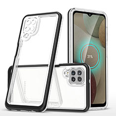 Coque Rebord Contour Silicone et Vitre Transparente Miroir Housse Etui MQ1 pour Samsung Galaxy A12 Nacho Noir