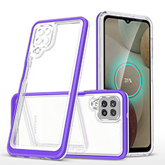 Coque Rebord Contour Silicone et Vitre Transparente Miroir Housse Etui MQ1 pour Samsung Galaxy A12 Nacho Violet