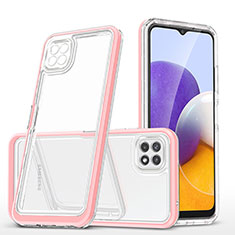 Coque Rebord Contour Silicone et Vitre Transparente Miroir Housse Etui MQ1 pour Samsung Galaxy A22s 5G Or Rose