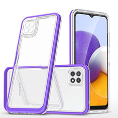 Coque Rebord Contour Silicone et Vitre Transparente Miroir Housse Etui MQ1 pour Samsung Galaxy A22s 5G Violet