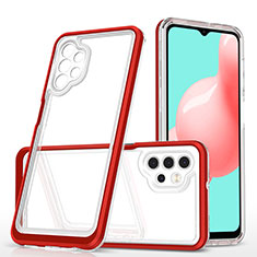 Coque Rebord Contour Silicone et Vitre Transparente Miroir Housse Etui MQ1 pour Samsung Galaxy A32 4G Rouge