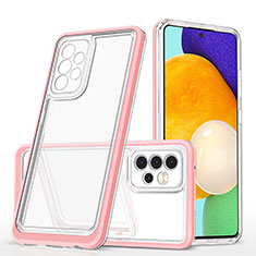 Coque Rebord Contour Silicone et Vitre Transparente Miroir Housse Etui MQ1 pour Samsung Galaxy A52 4G Or Rose