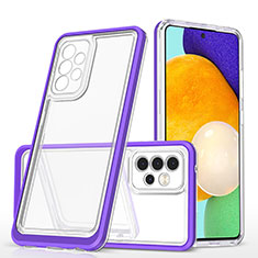 Coque Rebord Contour Silicone et Vitre Transparente Miroir Housse Etui MQ1 pour Samsung Galaxy A52 4G Violet