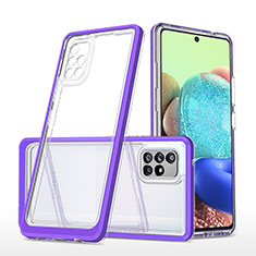 Coque Rebord Contour Silicone et Vitre Transparente Miroir Housse Etui MQ1 pour Samsung Galaxy A71 4G A715 Violet