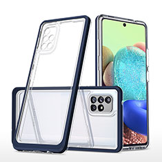 Coque Rebord Contour Silicone et Vitre Transparente Miroir Housse Etui MQ1 pour Samsung Galaxy A71 5G Bleu