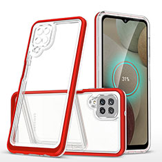 Coque Rebord Contour Silicone et Vitre Transparente Miroir Housse Etui MQ1 pour Samsung Galaxy F12 Rouge