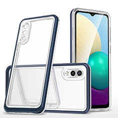 Coque Rebord Contour Silicone et Vitre Transparente Miroir Housse Etui MQ1 pour Samsung Galaxy M02 Bleu