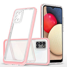 Coque Rebord Contour Silicone et Vitre Transparente Miroir Housse Etui MQ1 pour Samsung Galaxy M02s Or Rose