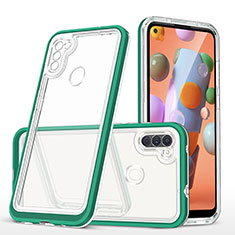 Coque Rebord Contour Silicone et Vitre Transparente Miroir Housse Etui MQ1 pour Samsung Galaxy M11 Vert