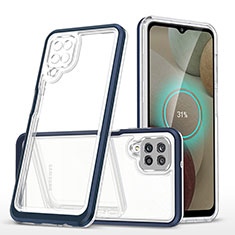 Coque Rebord Contour Silicone et Vitre Transparente Miroir Housse Etui MQ1 pour Samsung Galaxy M12 Bleu