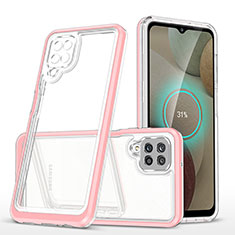 Coque Rebord Contour Silicone et Vitre Transparente Miroir Housse Etui MQ1 pour Samsung Galaxy M12 Or Rose